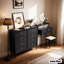 Commodes et commodes rectangulaires noires en bois massif