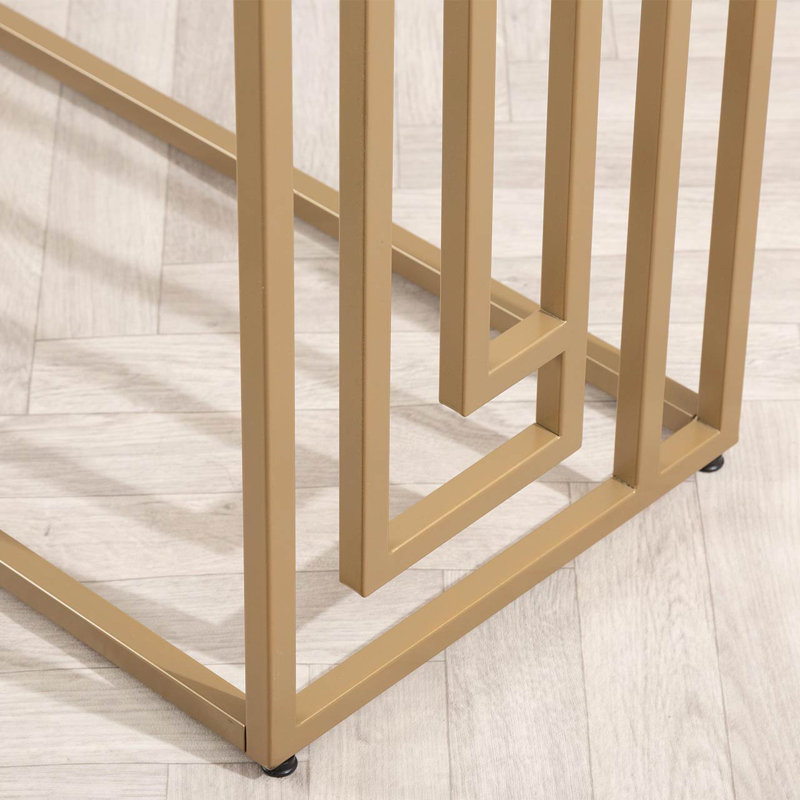Adonus Wood Top Console Table for Living Room Furniture, Metal Hallway Table, Cream, Gold