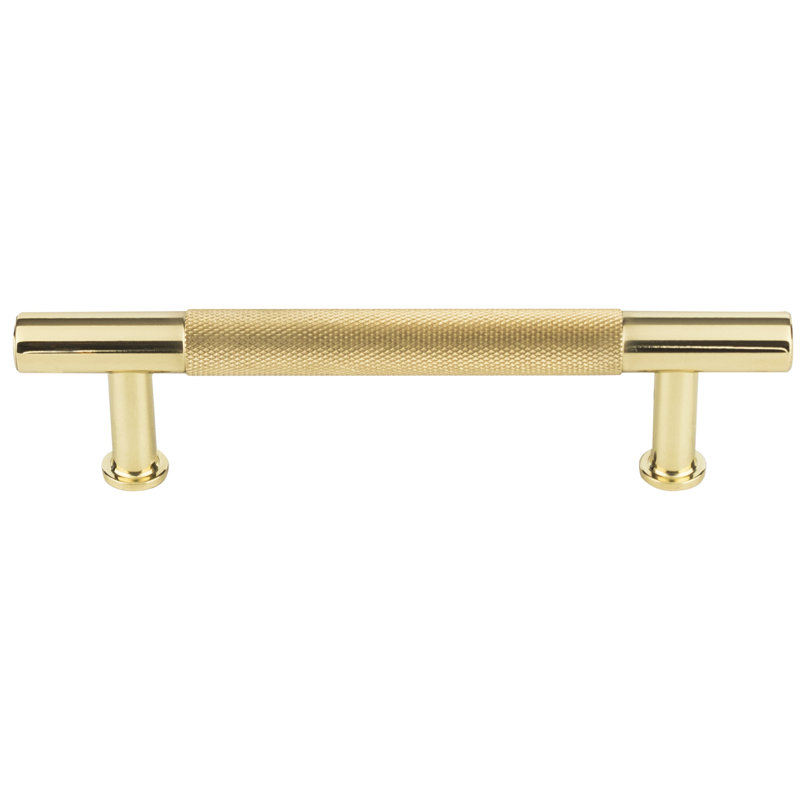 Beliza Knurled Bar Pull, Polished Brass, 3 3/4"