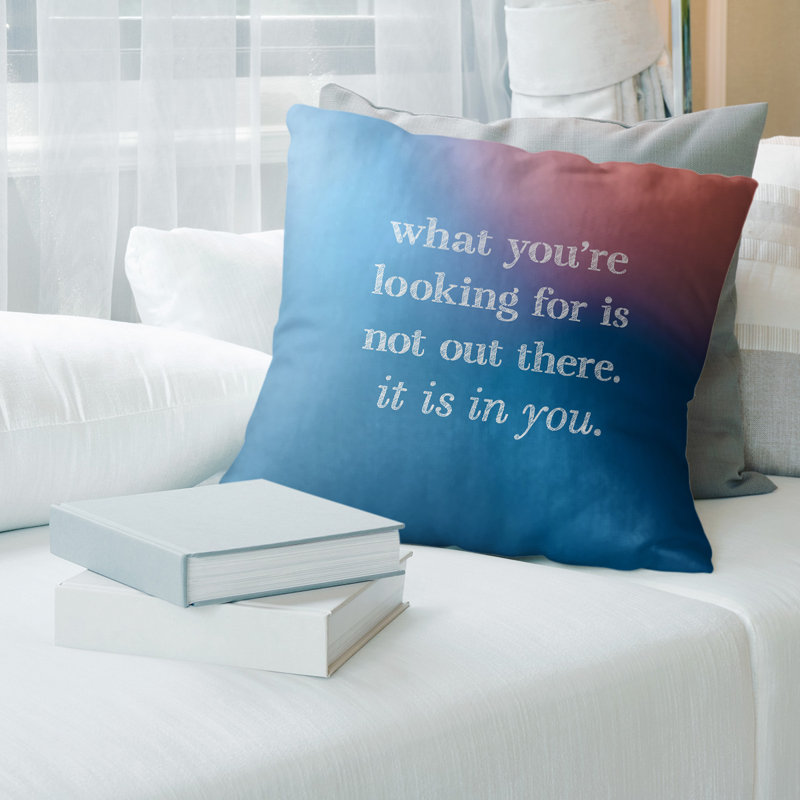 Coussin à la main, 26 po x 26 po, Bleu / Rose, Housse de coussin seulement - sans coussin