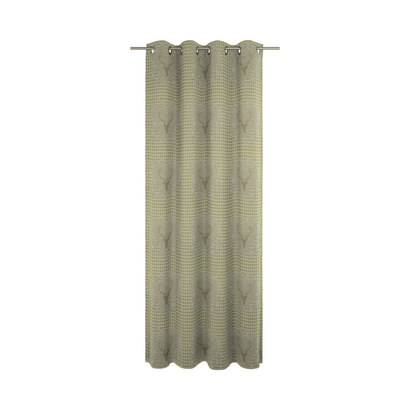 Devos Room Darkening Curtain Panel, 132cm Width x 145cm Drop, Green/Light grey
