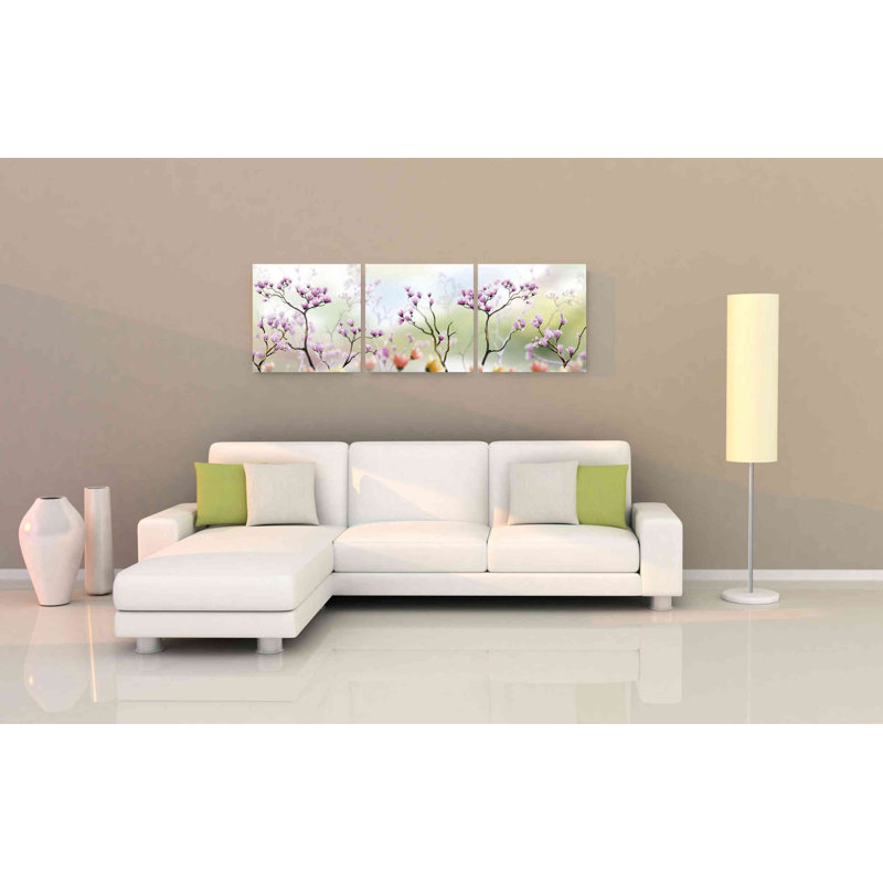 3 pièces d'art mural en acrylique "Blossom Daydream", 60 "x 20"