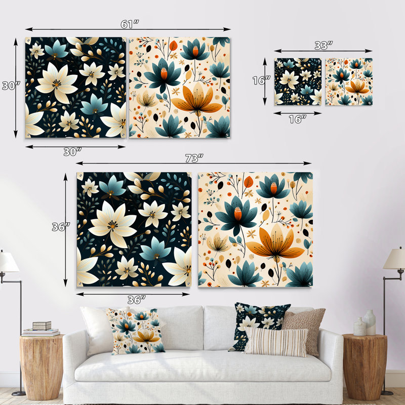 Carnesville - Ensemble de 2 art mural en verre acrylique, H 30 po x l 61 po
