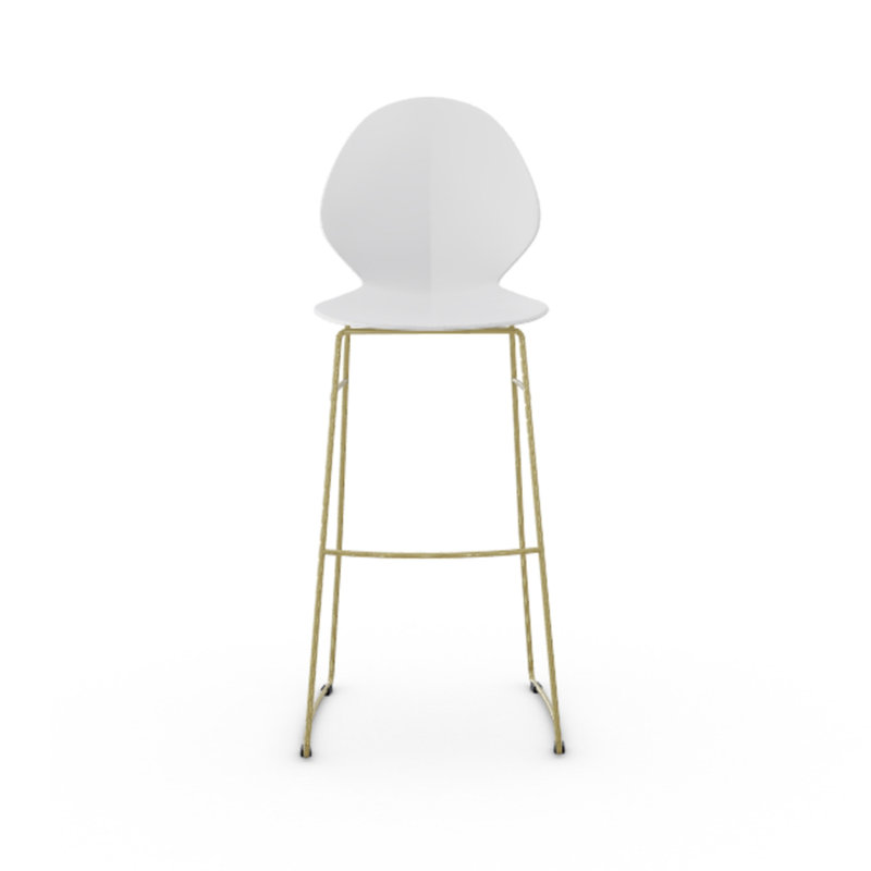 Basil Ergonomic Stool with Metal Base, Bar Stool (32" Seat Height), Matte Optic White