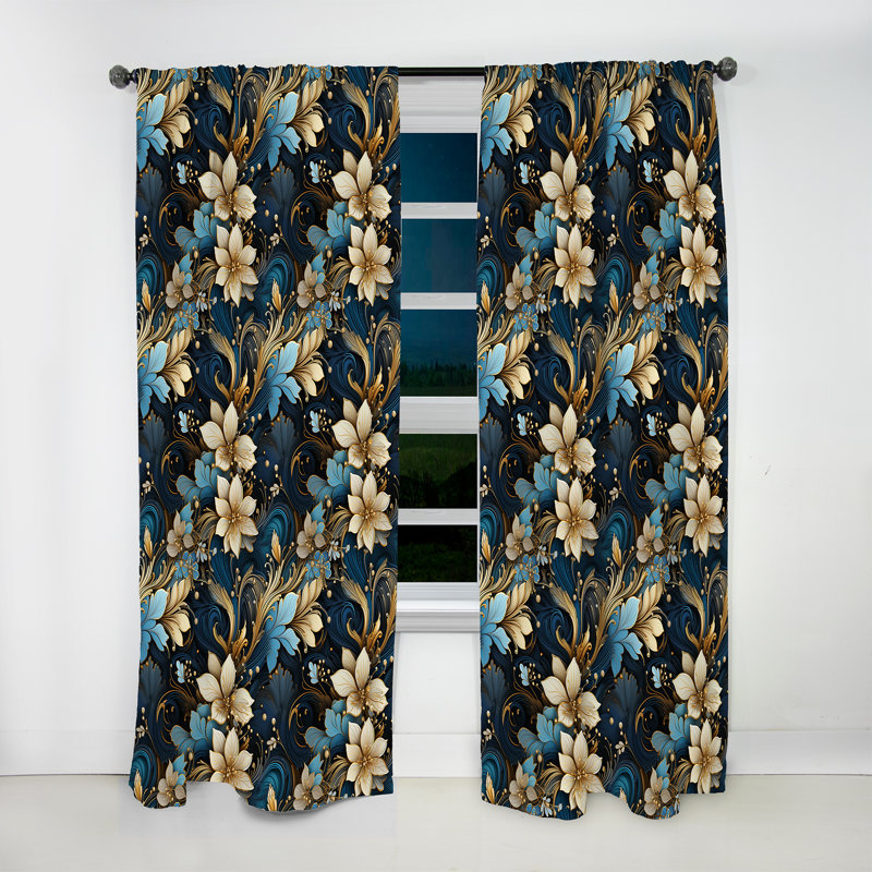 Rideau en velours glamour Industrial Chic Paisley II - 1 panneau, L 52 po x L 108 po