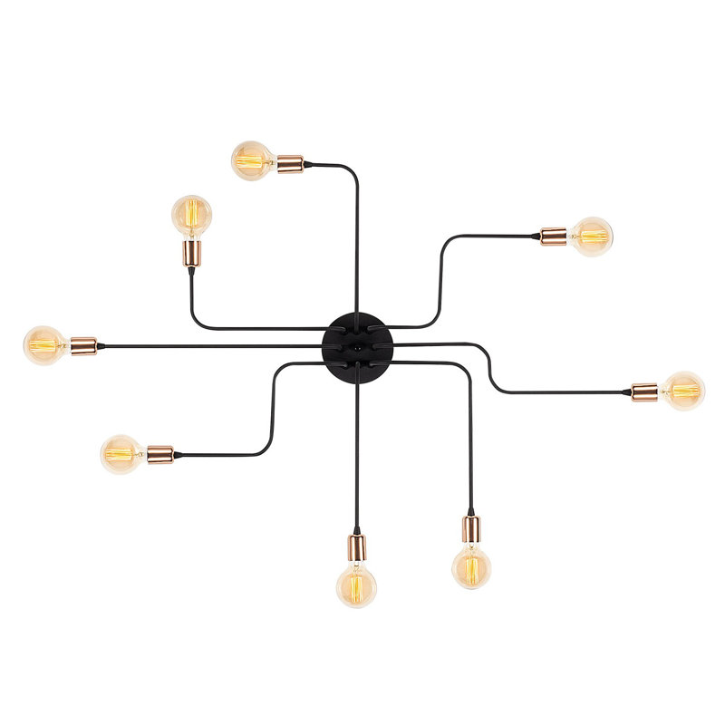 Lampe murale moderne et industrielle, noire et bronze, 49,2 po de diamètre x 5,9 po de hauteur | Corps en fer durable, douille E27 de 40 W maximum, indice de protection IP20 | Conception élégante et élégante pour la décoration intérieure et l'éclairage ambiant, facile à installer
