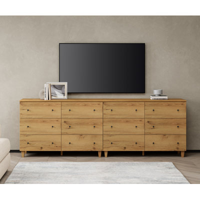 Commode 2 en 1 avec 12 tiroirs pour téléviseurs de 100 pouces et plus, centre de divertissement pour la chambre à coucher du salon
