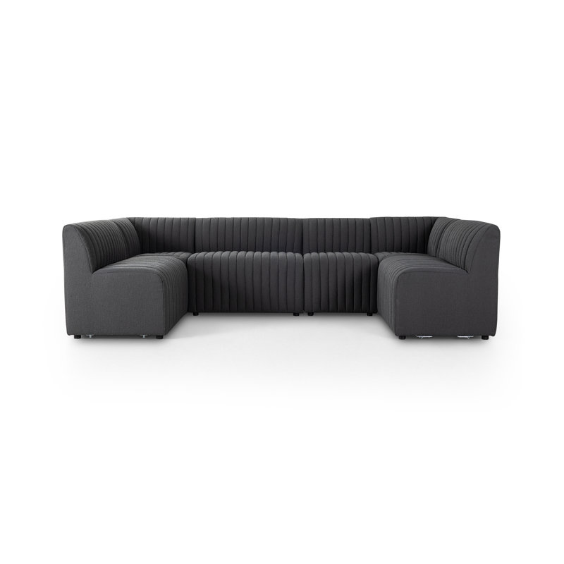 Canapé modulaire Brandt, Polyester gris anthracite, H 31,5 po x l 119,5 po x P 66,5 po