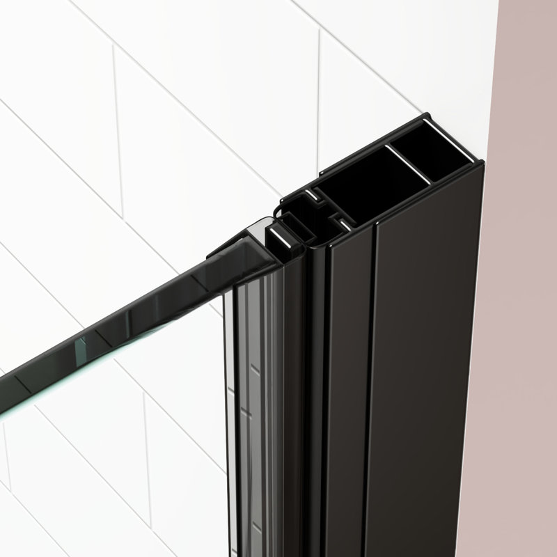 Adjustable Shower Door With 1/4 Inch Clear Tempered Glass - Waterproof Design Ideal For Small Bathrooms 30 In.w X 72 In.h Black Bathroom