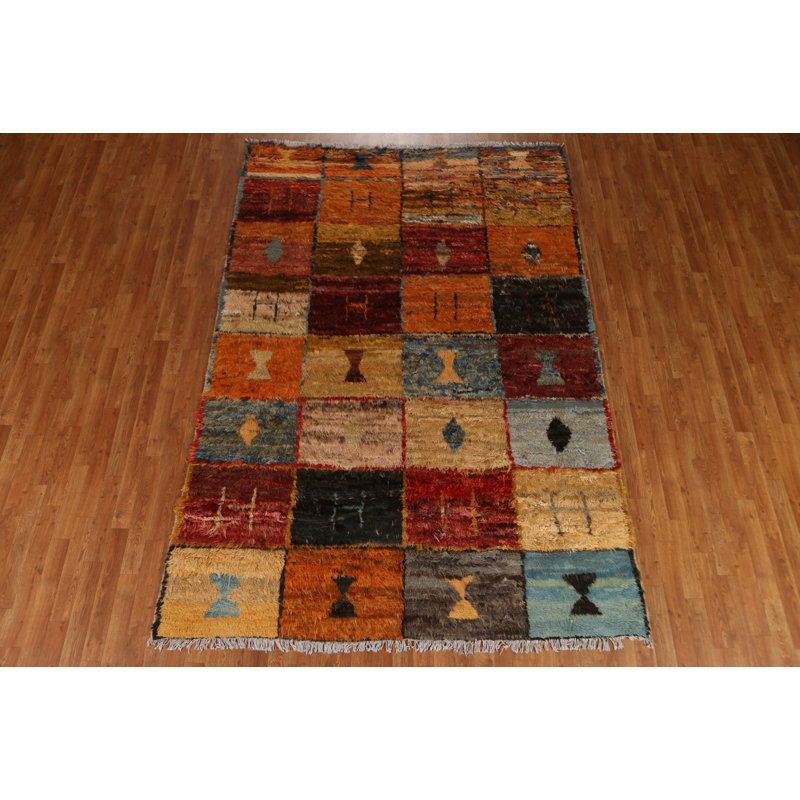 One-of-a-Kind Rectangle 7' x 10' New Age Rectangle Wool Area Rug in Blue and Green