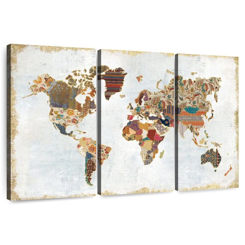 Aliaz Pattern World Map, 48" H x 74" W