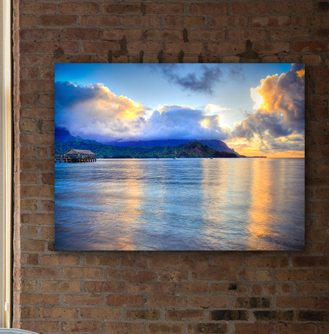 « hanalei bay hawaii îlot », reproduction de photo, H 9 po x l 12 po, Toile tendue