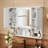 35'' X 28'' Wall Mounted Mirror Cabinet, 3 Doors, Adjustable Shelves, Clear Mirror, For Bathroom And Living Room Medicine Cabinet 28'', Hidden Storage, Waterproof ,-2070830466