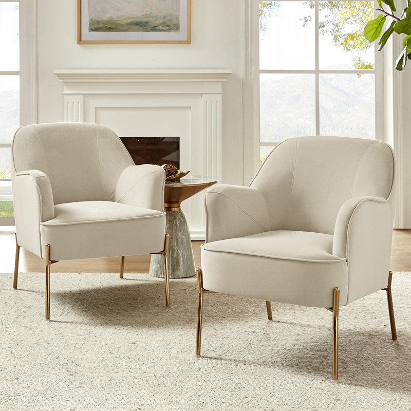 Cleo 26" Wide Contemporary Chair with Recessed Arms, Tan