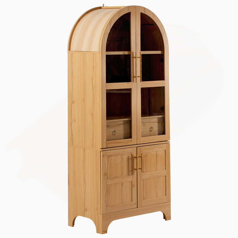 Arched Kitchen Pantry Cabinet With Hidden Drawer, Storage Cabinet With Adjustable Shelves For Kitchen, Dining Room