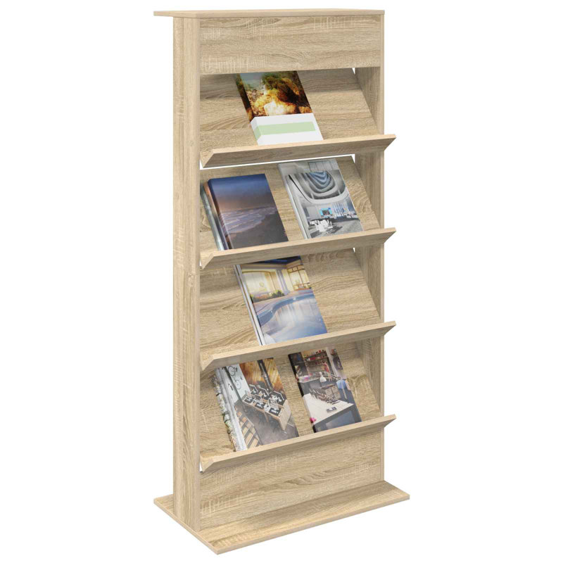 Wood Free Standing Magazine Rack, Sonoma Oak