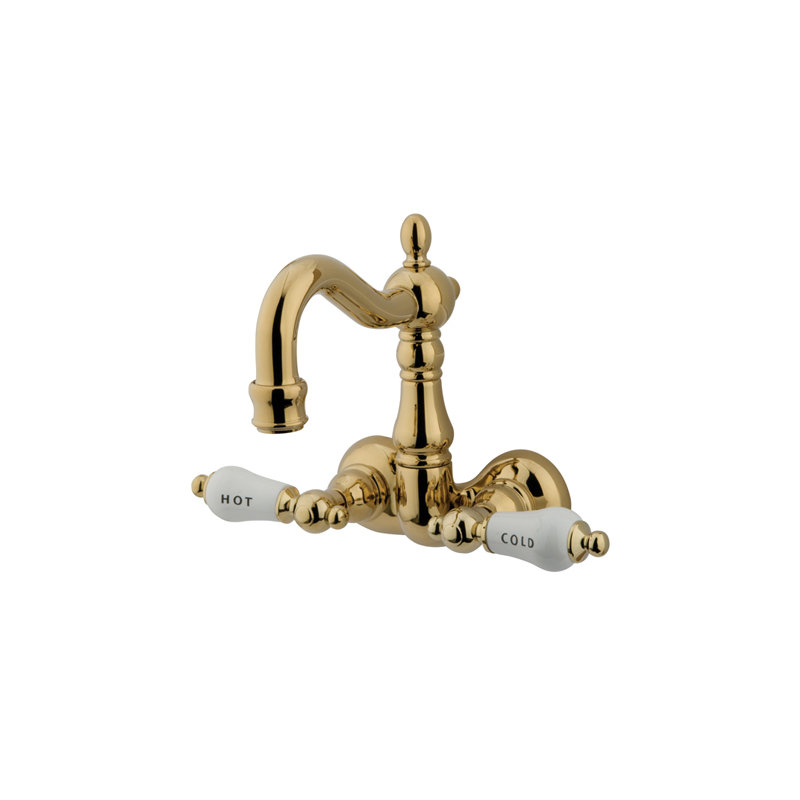 Hot Springs Double Handle Wall Mounted Clawfoot Tub Faucet, Polished Brass