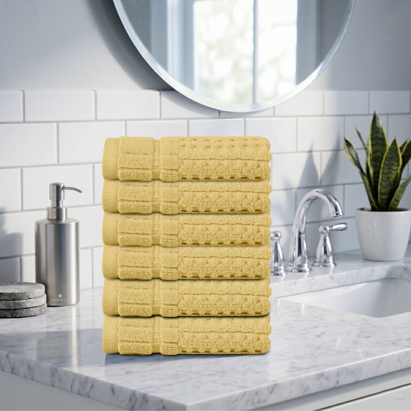 Ensemble de serviettes 6 pièces Willow - 100% coton peigné, 630 g / m², jaune, ultra doux et très absorbant (6 serviettes de toilette)