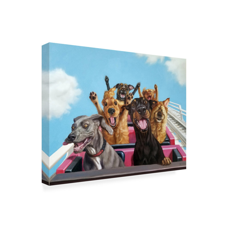 «Thrill Seekers» par Lucia Heffernan - peinture sur toile tendue, H 24 po x l 32 po x P 2 po