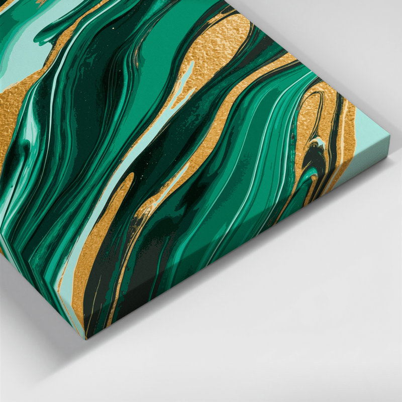Abstrait art fluide sur toile verte 72, H 18 po x l 12 po