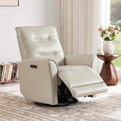 Genuine Leather Triple-motor Power Swivel Glider Recliner with Power lumbar support & headrest