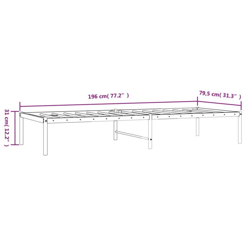 Metal Bed Frame White, Small Single (2'6)
