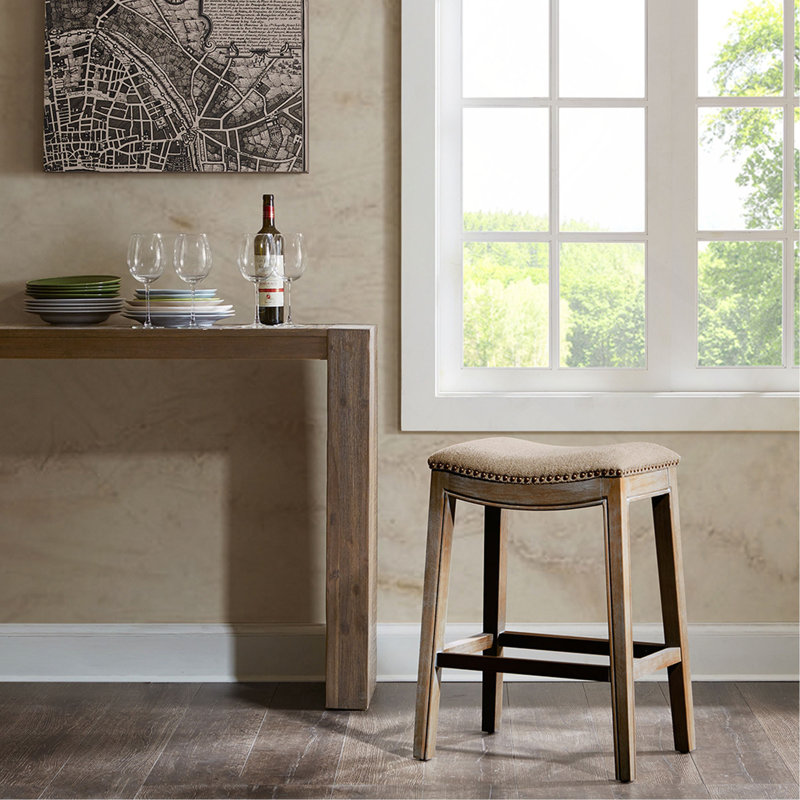 Saddle Counter Stool, Natural, Polyester Brown