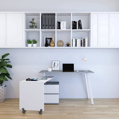 Bureau rotatif moderne à positions multiples, gris