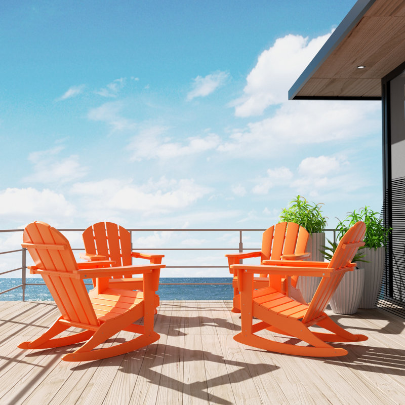 Chaise Adirondack à bascule en plastique / résine Laguna (ensemble de 4), Orange
