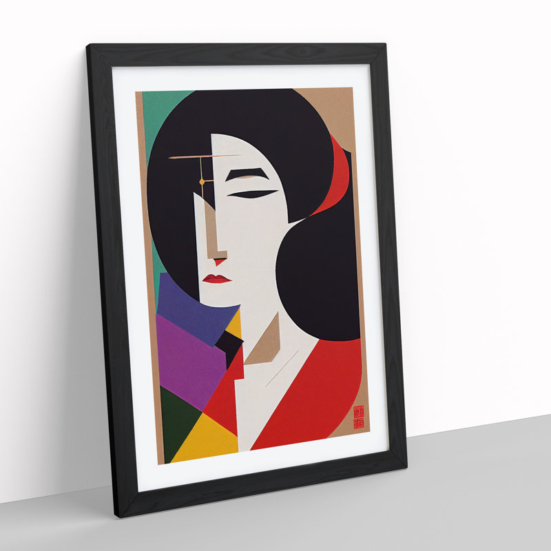 Sublime Abstract Geisha - Single Picture Frame Print, Black Framed, 64cm H x 46cm W x 2cm D