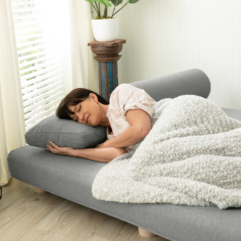 Méridienne escamotable avec lit de jour Amala , Boucle gris foncé