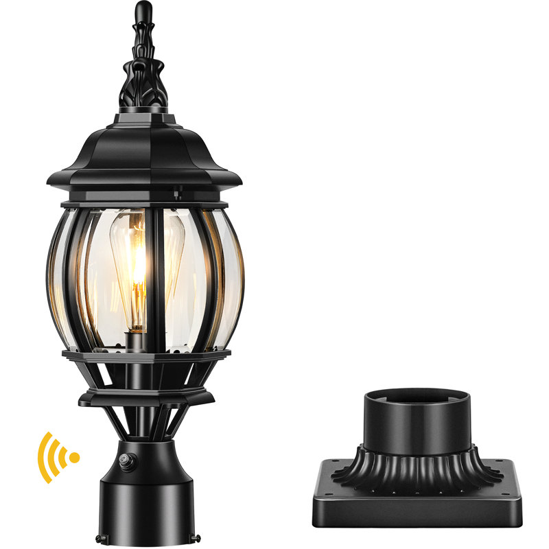 3-inch Hardwired Lamp Posts Outdoor Lighting, Black Dusk to Dawn Outdoor Lamp Post Light Fixture with Pier Mount Base