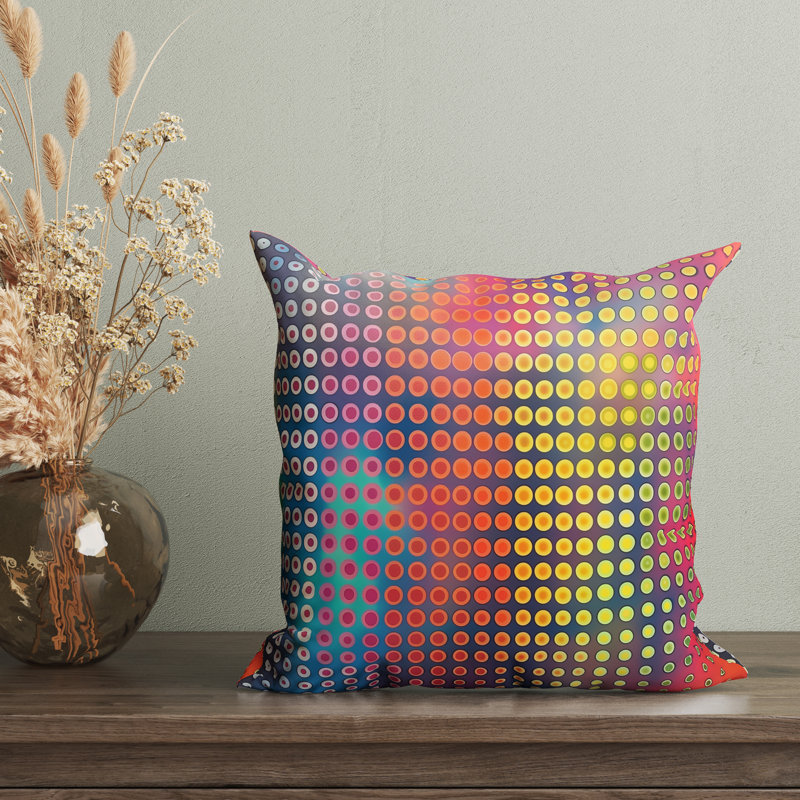 Housse de coussin réversible, H 22 po x l 22 po, Multicolore / pois