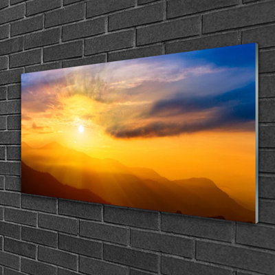 Landscape Mountain Sun 1 Piece Wall Art on Glass