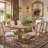 French Country Style 37.7-inch-High Dining Chairs, Set of 2; Square-Backed Chairs with Linen Upholstery, Solid Wood Dining Chairs