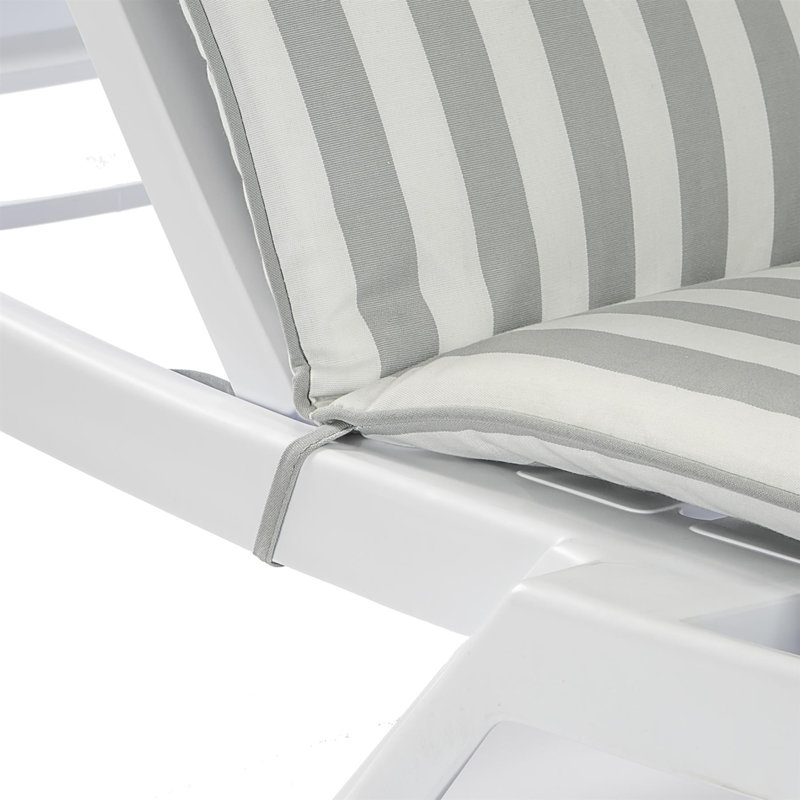 188cm Long Reclining Single Chaise with Cushions, Grey