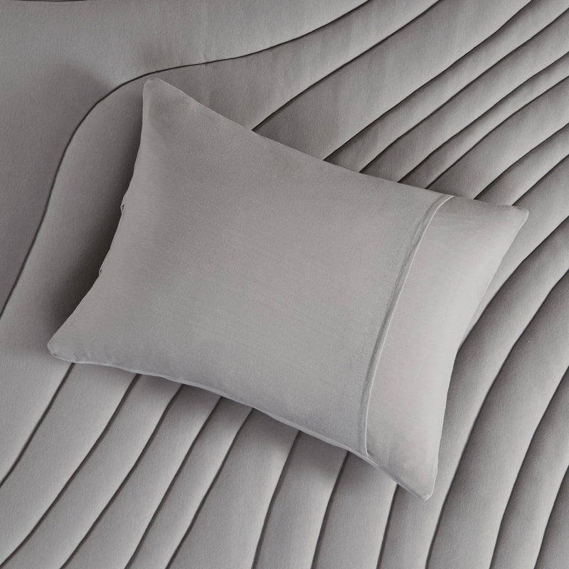 Édredon gris / double 3 pièces avec bourre, rembourrage de 350 g / m², lavable à la machine, inclus et 2 taies décoratives, étiqueté, po