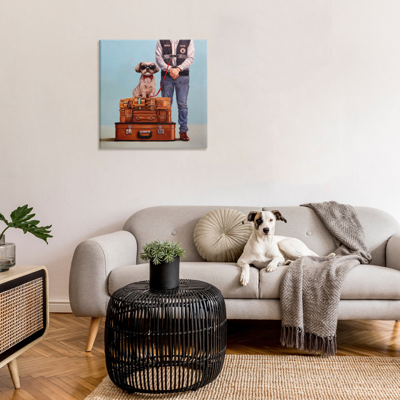Drôle de chien humain sur toile par Lucia Heffernan, H 30 po x l 30 po x P 1,5 po