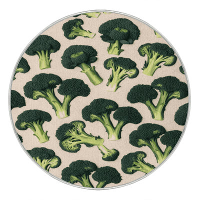 Tapis lavable avec fleurs et broccoli