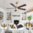 5 Blades Indoor Ceiling Fan Dimmable LED Light Kit And Remote , 6-Speed Noiseless Reversible DC Motor-2054405702-2069691782