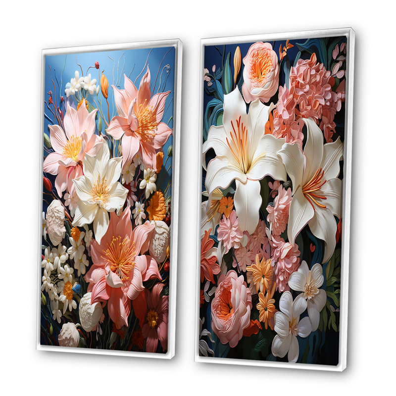 Lilies luxueux «Lilies luxueux» 2 pièces, Cadre blanc, H 40 po x l 40 po
