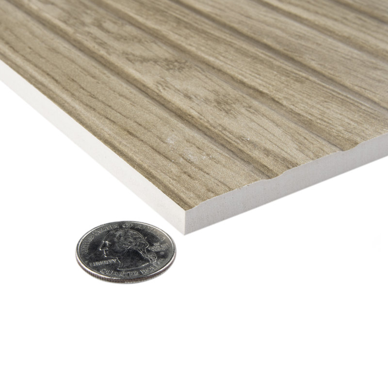 Woodstrip 11-3/4 In. X 23-1/2 In. Fluted Ceramic Wood Look Wall Tile