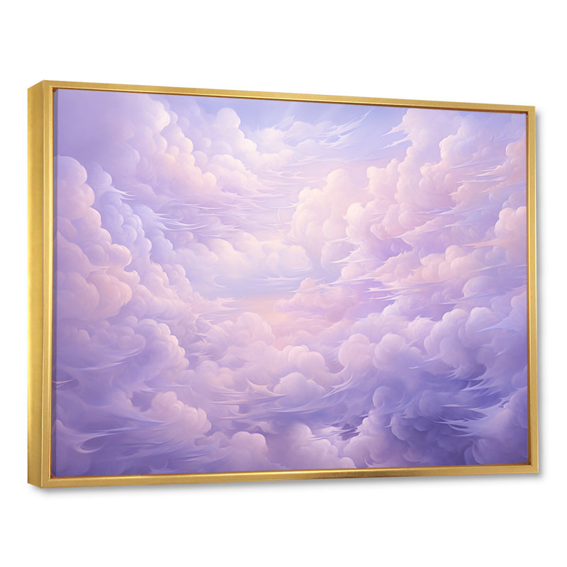 Impression sur toile mauve pastel mauve, Cadre flottant doré, H 24 po x l 32 po x P 1 po