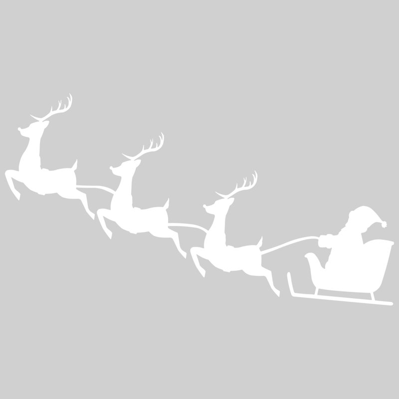 Décalcomanie murale noël renne père noël, H 16 po x l 30 po, Blanc