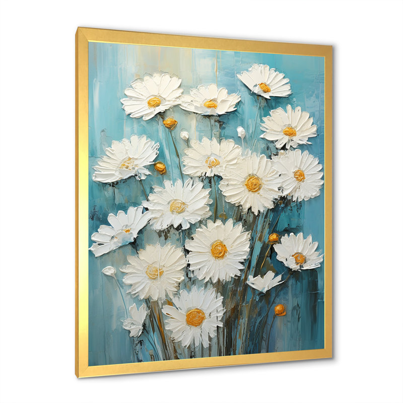 «Daisy Meadow» - impression, Cadre doré simple, H 40 po x l 30 po x P 1,5 po