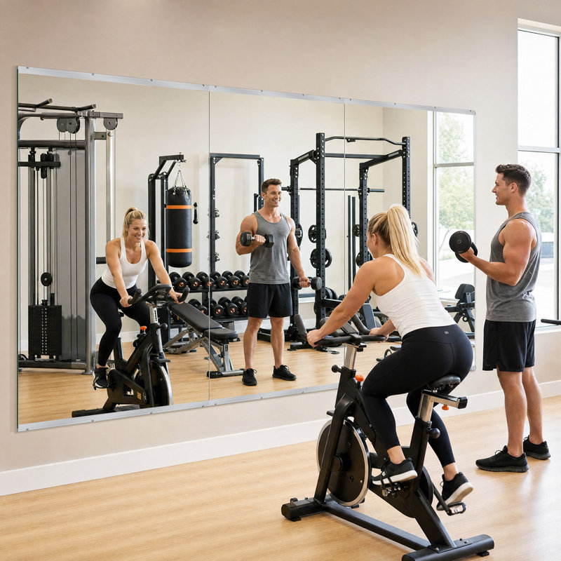 Large Home Gym Mirror, Full Length Wall Mirror Set With Tempered Glass, Wall Mounted Workout Mirror For Yoga, Dance Studio & Garage Gym, 1/2/3-Piece Set