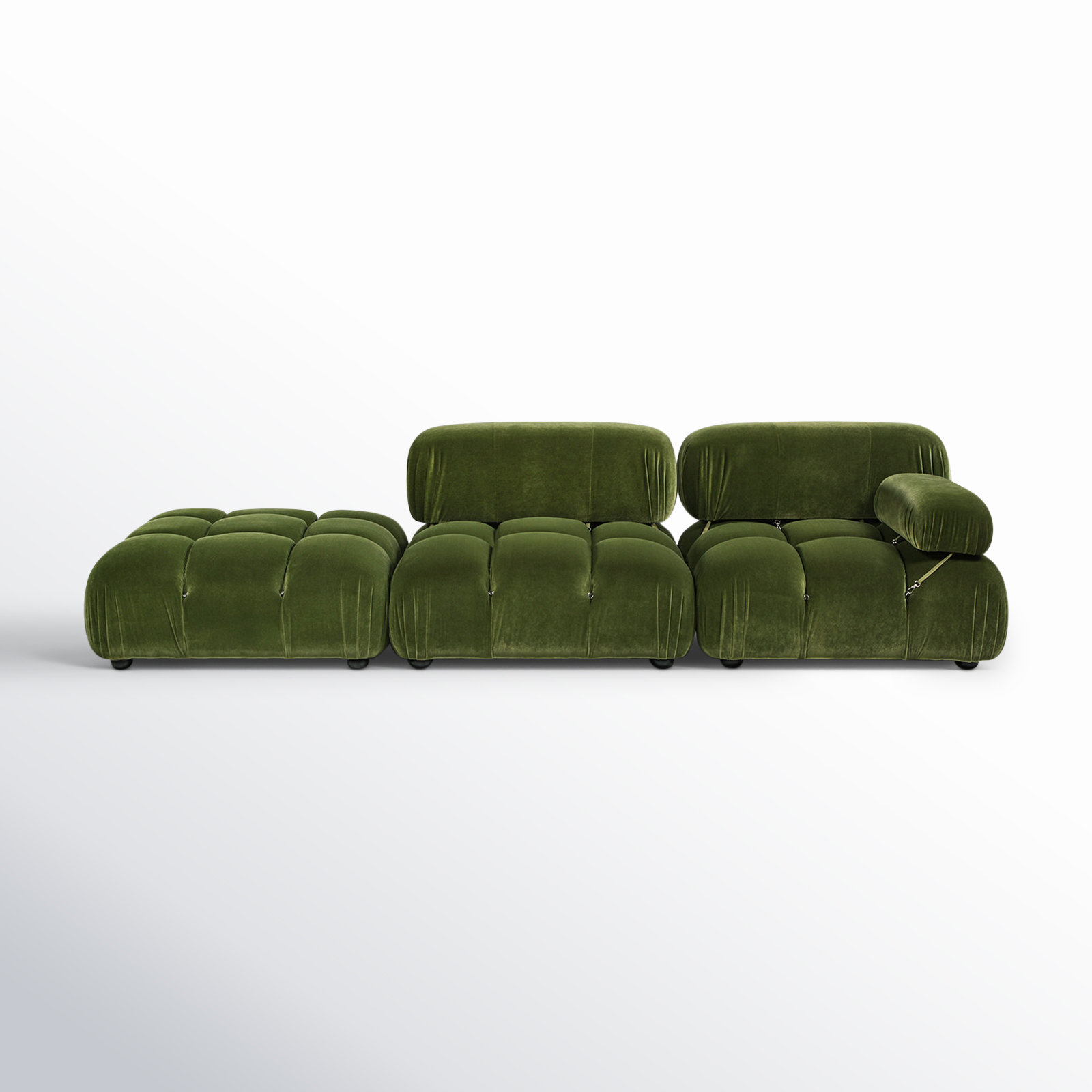 Sigma Upholstered Chaise Lounge, Olive Green Velvet