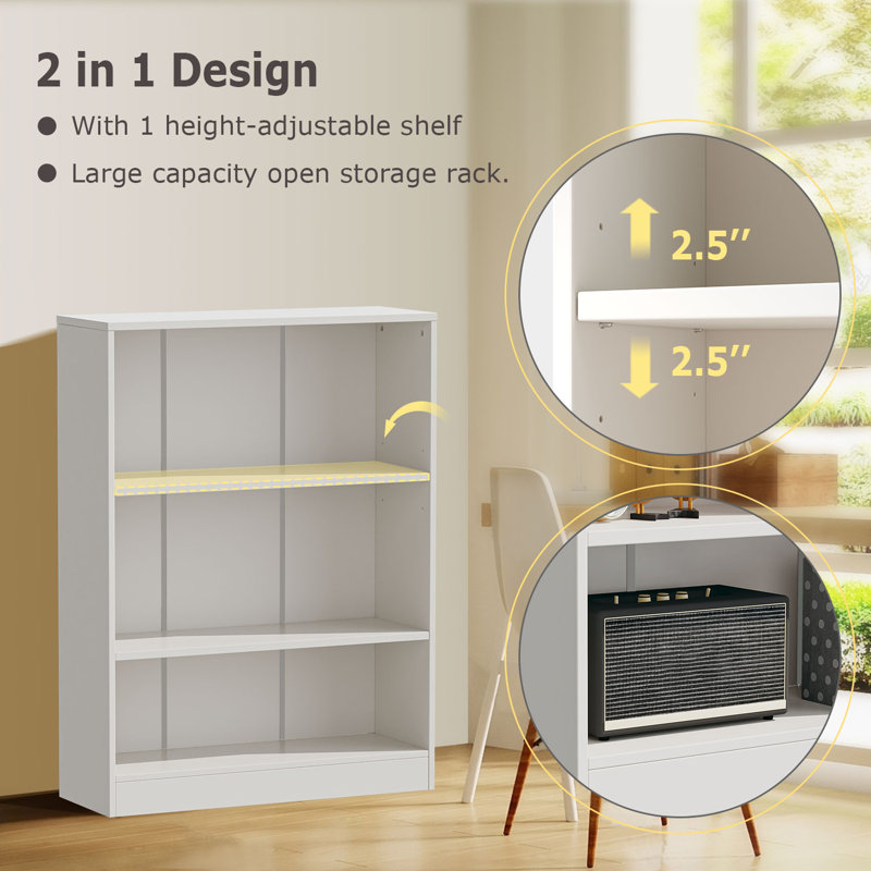 Bibliothèque standard Jalacia, Grand blanc, (3 tablettes) H 42 po x l 31 po x P 11 po
