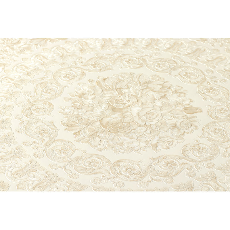 10.05m x 70cm Wallpaper Roll, Metallic/Beige/Cream