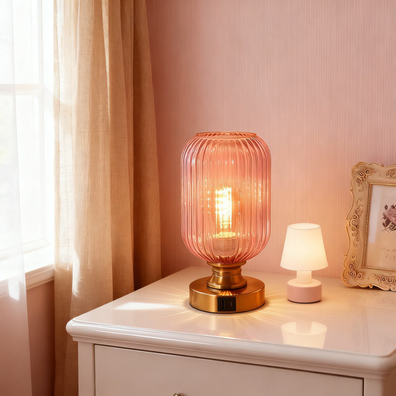 Lampe de table à intensité variable avec port de charge USB, commande tactile, ampoule à DEL incluse, douille E26 interchangeable pour l'éclairage du bureau et de la chambre à coucher
